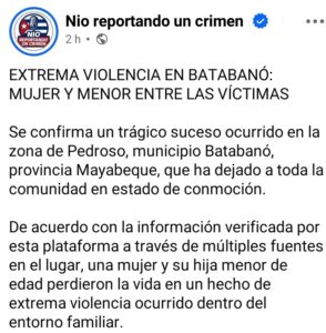 Tragedia en Batabanó: mujer y menor mueren en presunto hecho de violencia familiar
