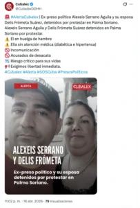 "¿Hasta cuándo?" Un matrimonio de Palma Soriano es detenido tras protestar contra una multa de 16,000 pesos