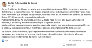Fernández de Cossío juega a la estadística: agradece los 2,5 millones, pero exige coordinación para no "politizar" las bolsitas