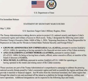 Estados Unidos sanciona a GAESA, su presidenta y la minera estatal del níquel