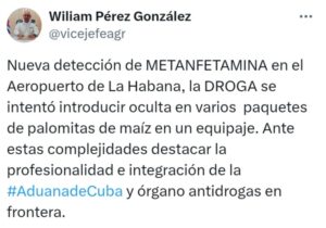 Frustran nuevo intento de introducir metanfetaminas por el Aeropuerto Internacional José Martí